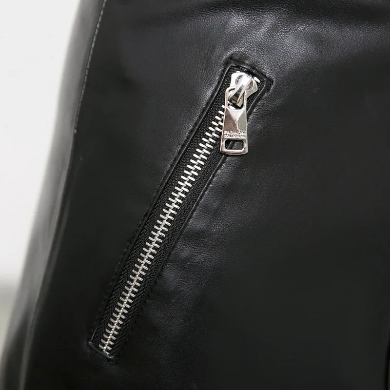 

Italian Punk Style Women Sheepskin Genuine Leather Skirt Zipper Belted High Waist A Line Faldas Mujer Slim Fit Party Mini Skirts