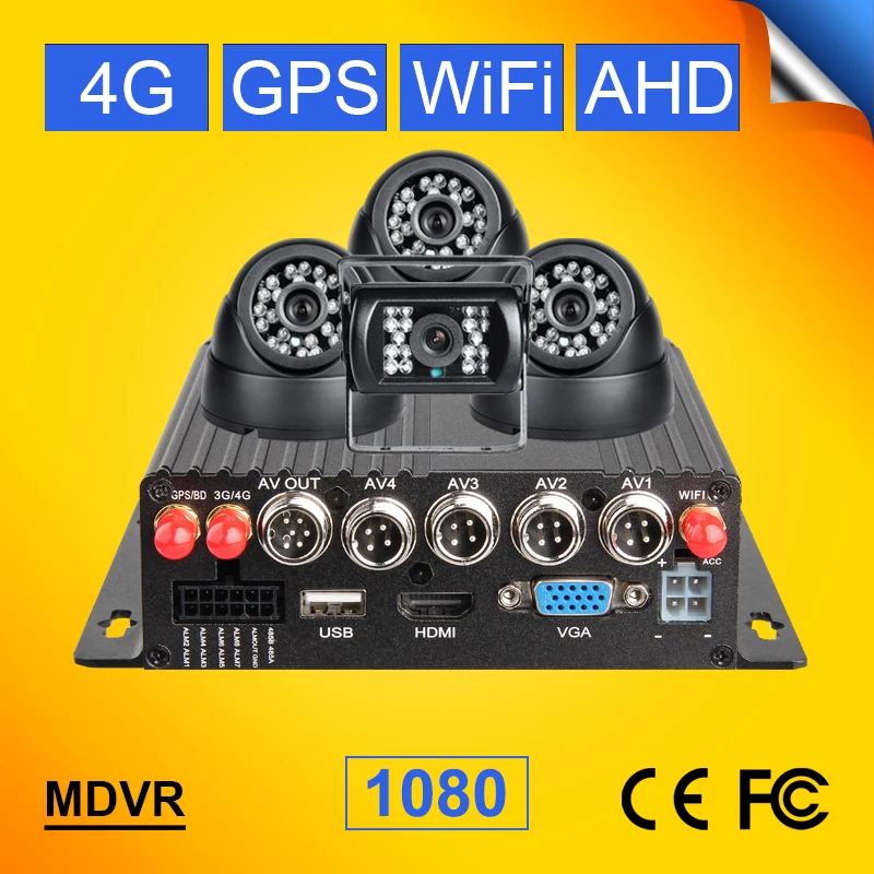 Мониторинг в режиме реального времени 4ch 4g gps wifi ahd sd 1080P видеорегистратор