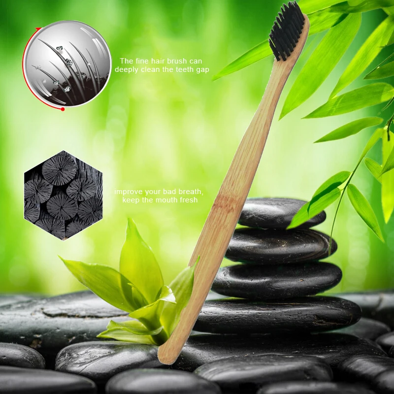 

Natural Bamboo Toothbrush Bamboo Wooden Eco Friendly Ultra-fine Soft Bristle Tip Charcoal Tooth Clean Brush Oral Hygiene Care