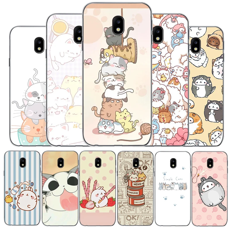 Kawaii Molang мультфильм аниме кот Рисунок мягкий чехол для телефона Samsung Galaxy J5 J7 2016 J3 2017
