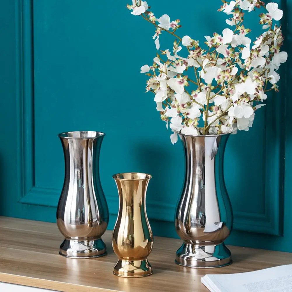 

Modern Stainless Steel Tabletop Fashion Flower Vase Home Living Room Bedroom Ornament Hotel Decoration Crafts Nice Gift
