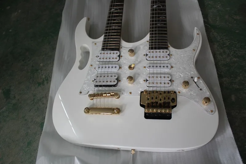Китайская Гитара Фабрика Custom shop белый цвет двойные шеи электрогитара 6 + струн