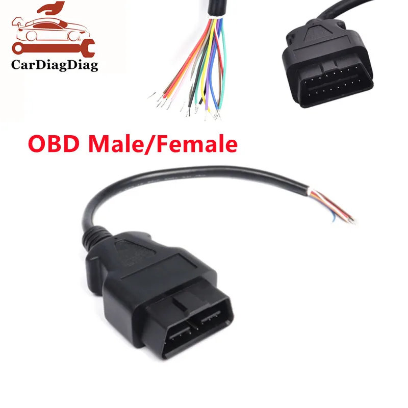 

Latest OBD2 16Pin Male Plug Connector For ELM327 Extension Adapter OBD Cable OBDII 16 Pin OBD 2 Adaptor Opening Female Cable