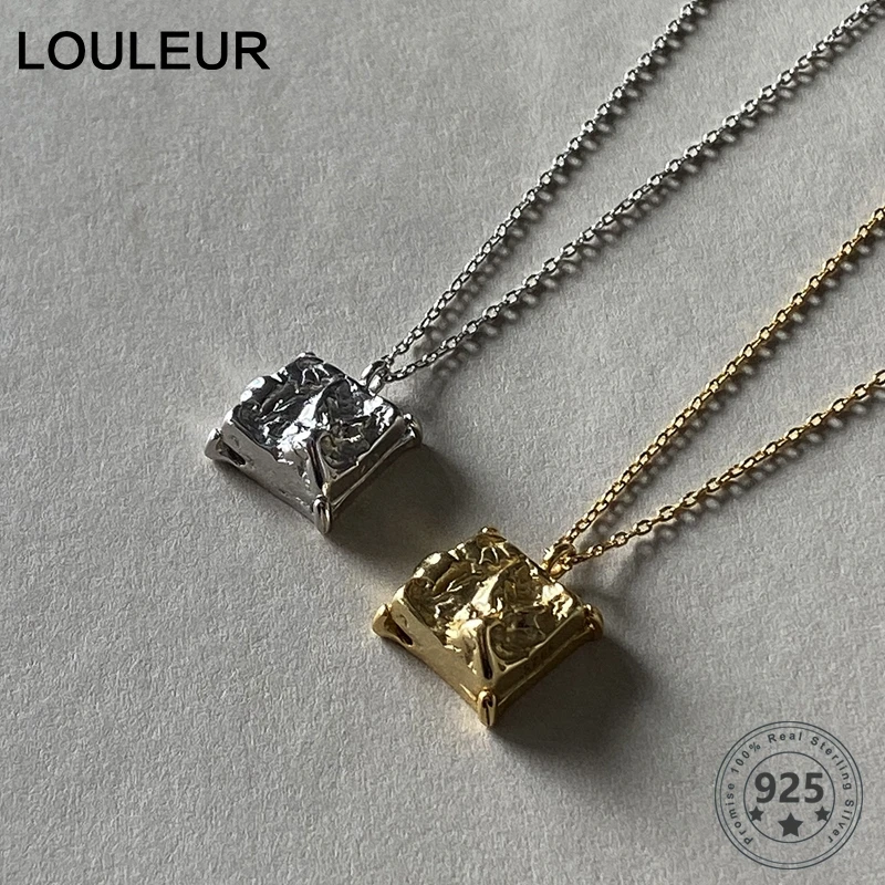 Louleur 925 пробы Серебряное квадратное ожерелье с подвеской Минималистичная золотая цепочка ожерелье для женщин модное ювелирное изделие подарок