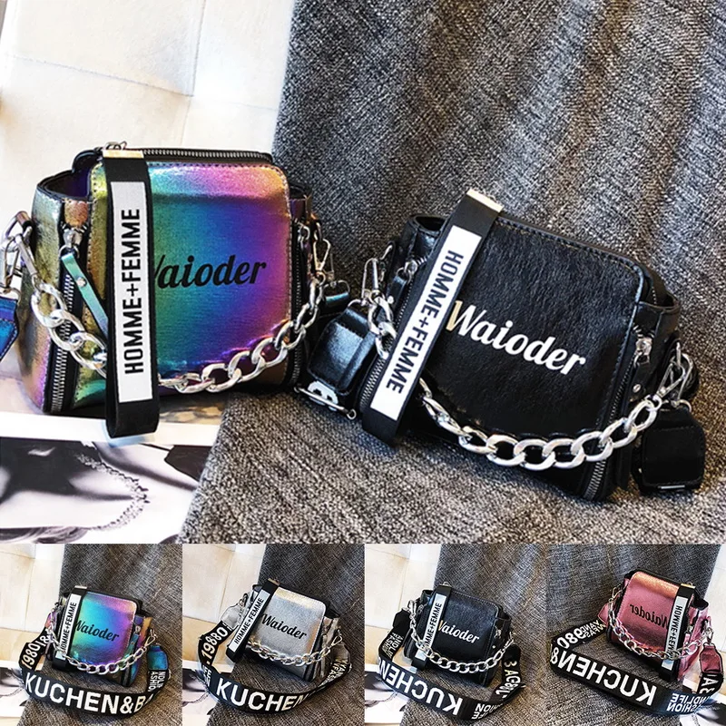 

Flash Sale Laser Women Letter Shoulder Bag INS Female Handbag Holiday PU Messenger Bags For Lady Exquisite Crossbody Bucket
