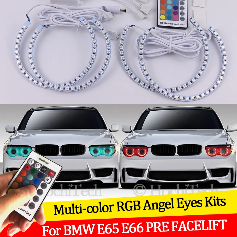 

For BMW E65 E66 PRE FACELIFT 745i 745Li 760Li 760i 2002-200516 colors RGB Angel Eyes LED Halo Rings RF Wireless Control DRL