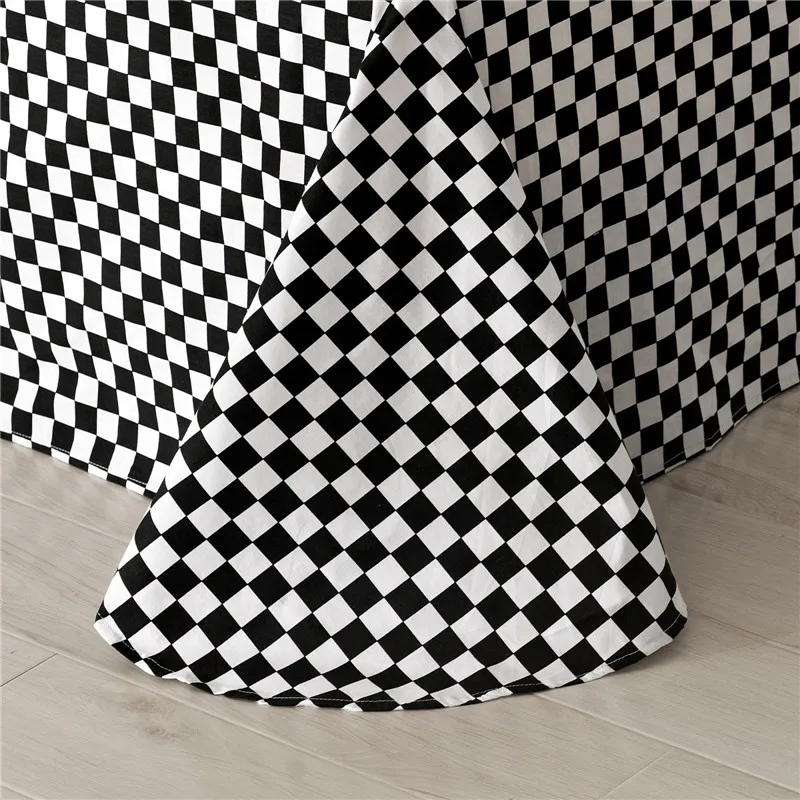

Black and white Plaid 100% cotton Bedding Sets Stripe duvet cover sets bed linen 3/4pcs new Fashion luxury bed sheet bedclothes