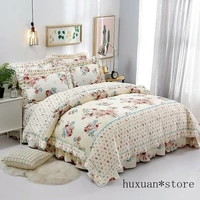 pink floral elegant e ruffles duvet cover bed sheet korea style queen king cotton bed set queen size bedroom comforter set