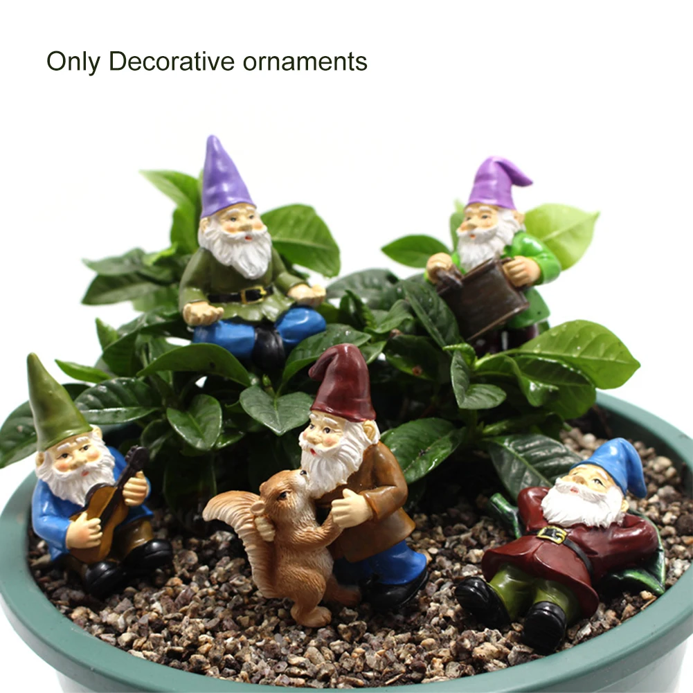 

5pcs/set Outdoor Festival Resin Statue Accessories Mini Gnomes Gift Home Decor Waterproof Garden Ornaments Desktop Cute Party