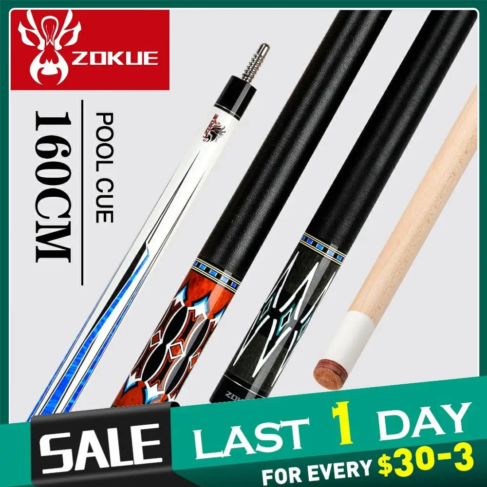 

ZOKUE Lengthened Billiards 160cm Length Stick 12.75mm Red Tiger Tip Pool Cue Maple Shaft Stick Radial Joint Kit For Tall Peoples