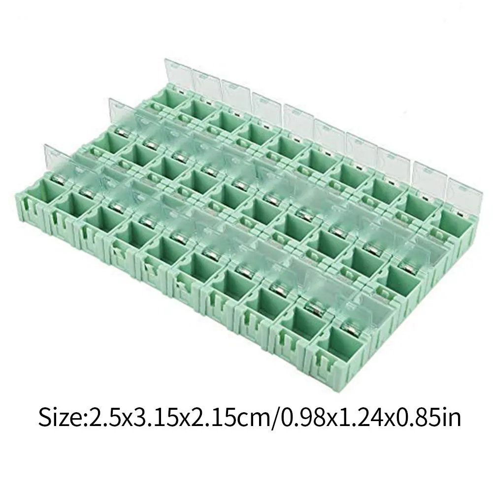 

50Pcs/Set SMD SMT Plastic Electronic Components Box Mini Tool Container with Self-locking Buckle for Screws Nuts Tool Sorting
