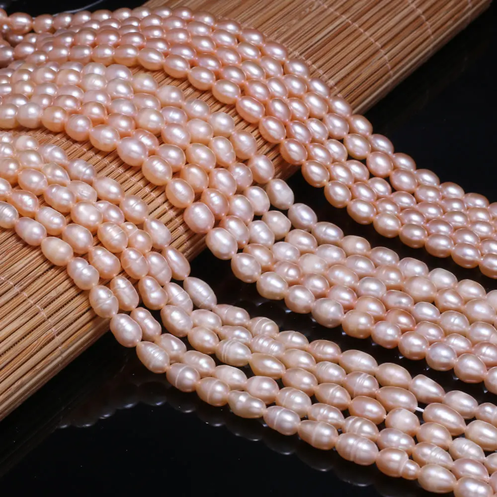 

Natural Freshwater Pearl Beads High Quality Rice Shape Punch Loose Beads for DIY Elegant Necklace Bracelet Jewelry Making