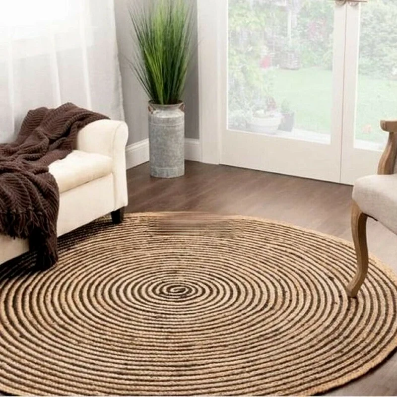 

100% Natural Jute Rug Household Living Room Carpet Woven Style Round Carpet Hemp Carpet Floor Mats Living Carpet