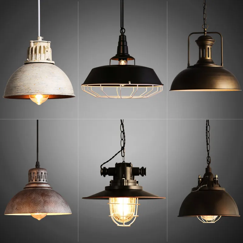 

Industrial retro style Art LED Pendant light black white Edison light bulb pendant lamp Hanging Light luminaries lampshade