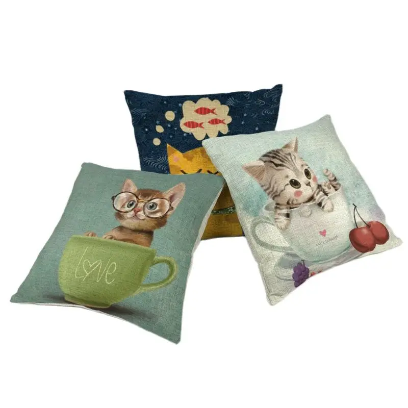 Мультяшные милые подушки для кошек чехлы с вишневыми бантами и птицами украшение