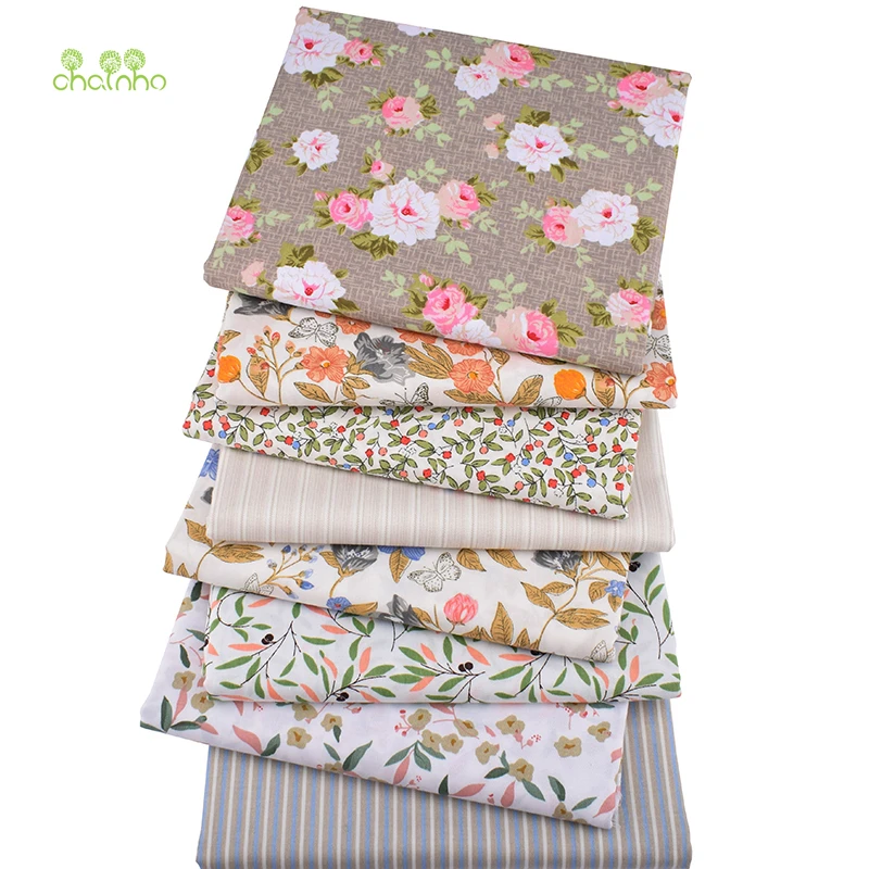 Серия светло коричневых цветов Chainho саржевая хлопчатобумажная ткань с принтом