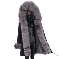 woman winter jacket long waterproof parkas womens winter coats real fox fur streetwear oversized overcoat removable