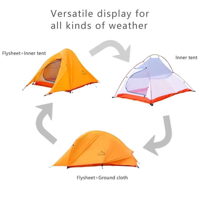 Широкоформатный тент для кемпинга 2 человека Сверхлегкий туристический с