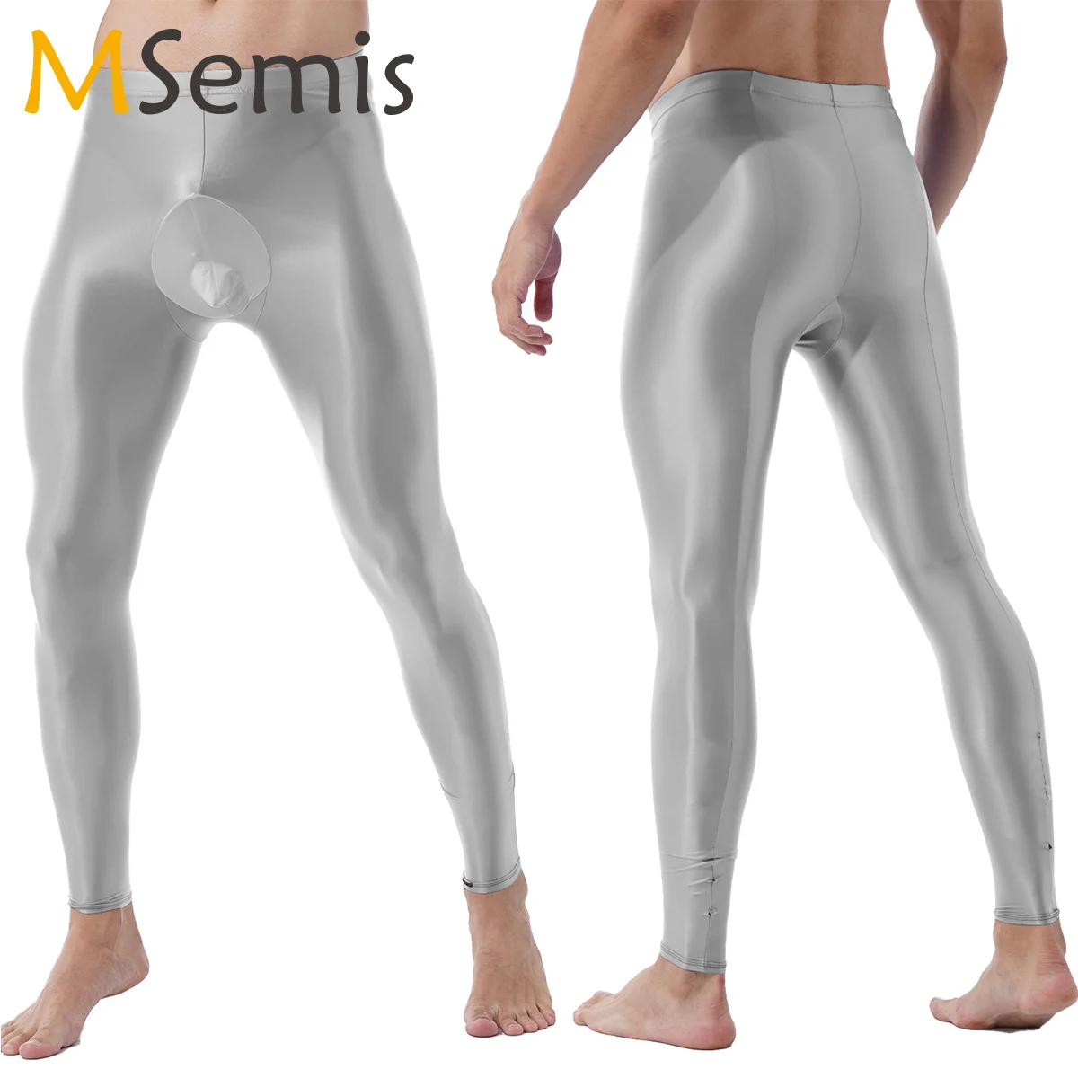Фото Длинные мужские блестящие брюки для фитнеса сексуальные спортивные колготки