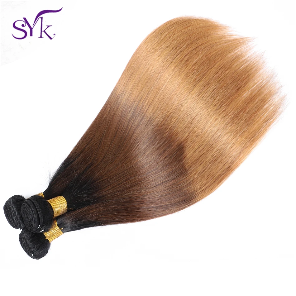 SYK прямые волосы Омбре пучки T1B/4/30 бразильские человеческие 3 пряди натуральных