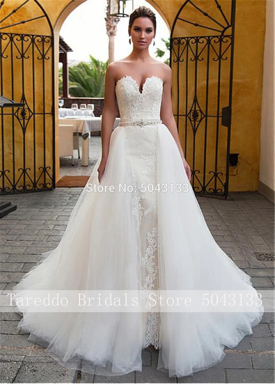 Увлекательные Свадебные платья-русалки из 2 частей со съемной юбкой 2021 в 1 с