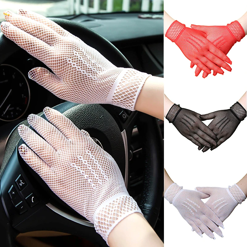 

Sexy Women's Gloves Summmer Hollow Fishing Net Mesh Driving UV-Proof Gloves One Size Women's Five Finger Gloves High Quality
