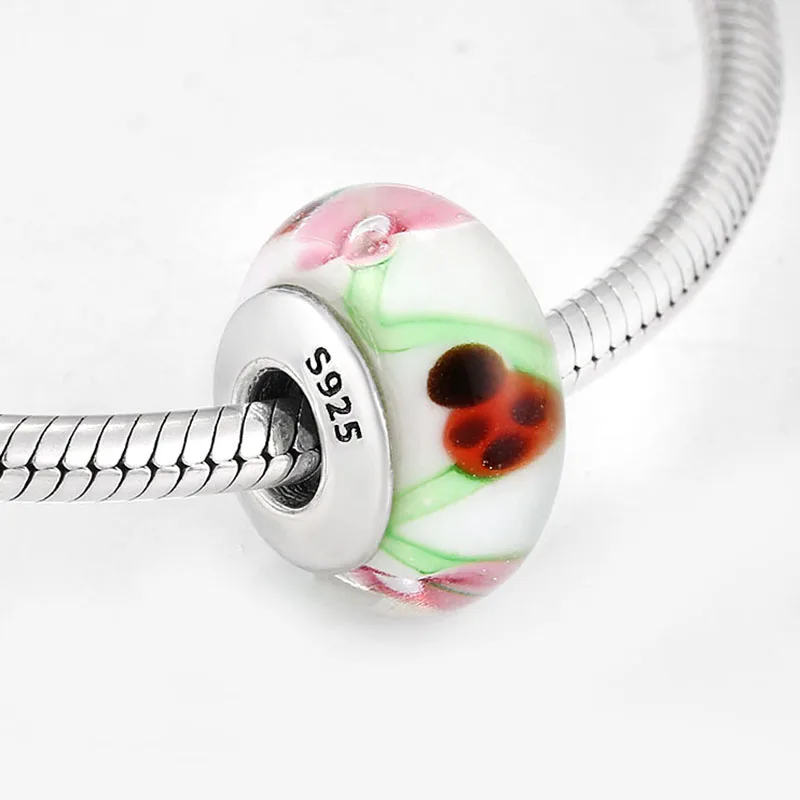 Бусины из серебра 925 пробы с цветами лотоса муранского стекла | Украшения и