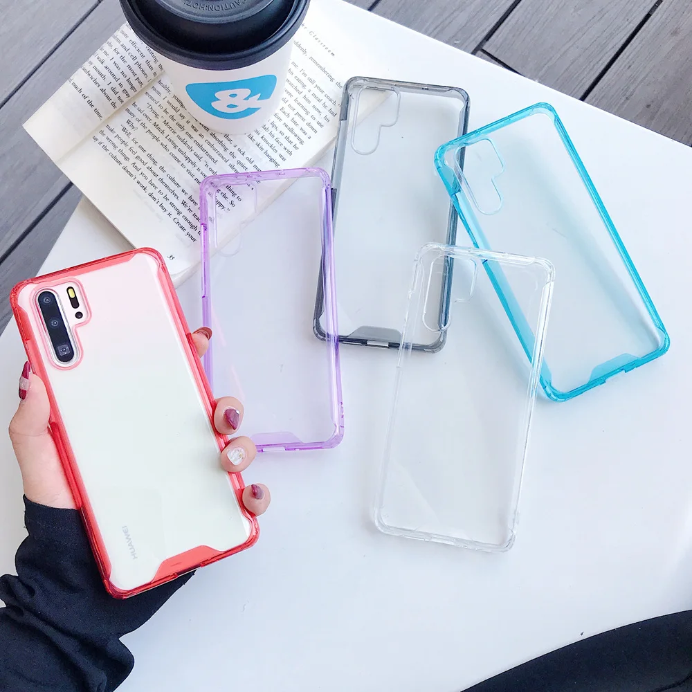 Мягкий цветной бампер акриловый прозрачный жесткий чехол для Huawei P20 P30 Mate 20 Pro Lite