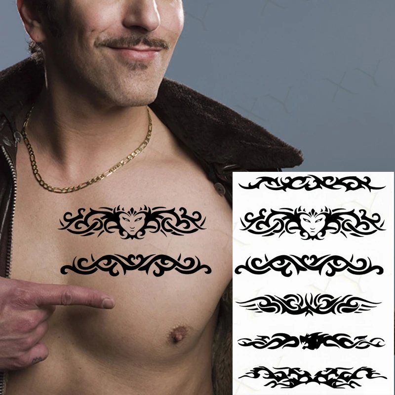 

Временные водонепроницаемые татуировки наклейки-тату на руку, кольцо, тотем, флеш, для женщин, линия Diablo, цветы, боди-арт, рука, поддельные та...