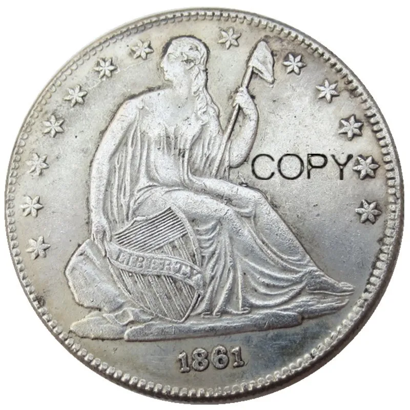 

США 1861 P/O Liberty сидя половина доллара Посеребренная копия монет