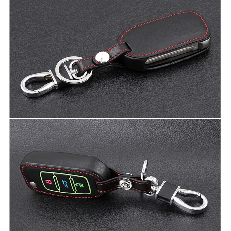 

1Pcs Luminous Leather Key Fob Cover Case Bag For VW Volkswagen GTI Golf Jetta