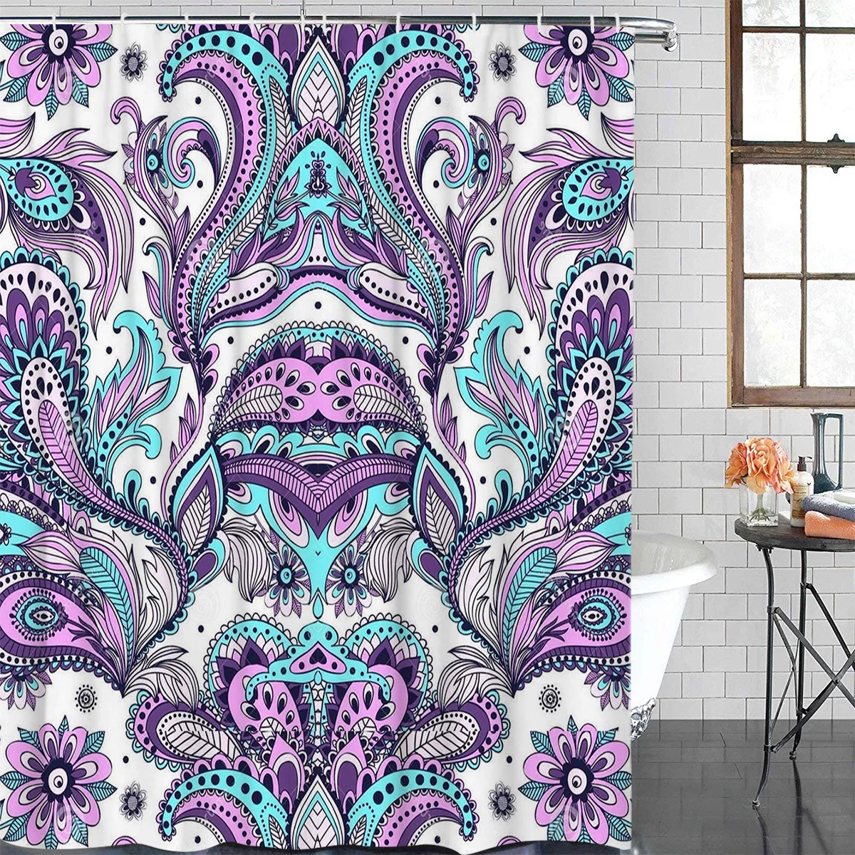 Ретро узор Пейсли занавеска для душа Водонепроницаемая Ванная с крючком