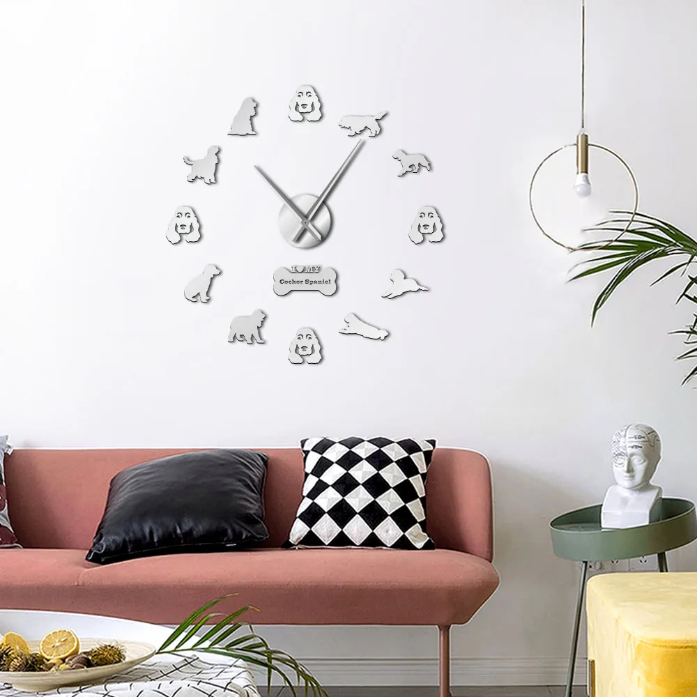 Часы настенные кварцевые с 3D рисунком Кокер-спаниель акриловые украшения сделай