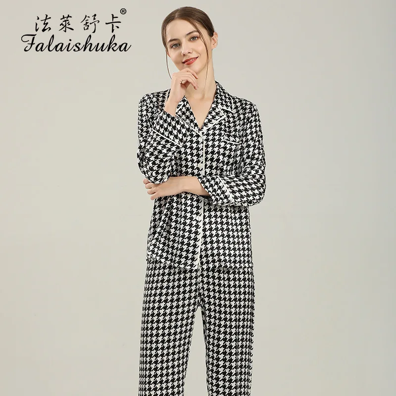 Maison Gabrielle Shawl Collar Silk Pajamas Set 100% Pure Mulberry Silk Loungewear for Women 2 Pieces Long Sleeve With Belt