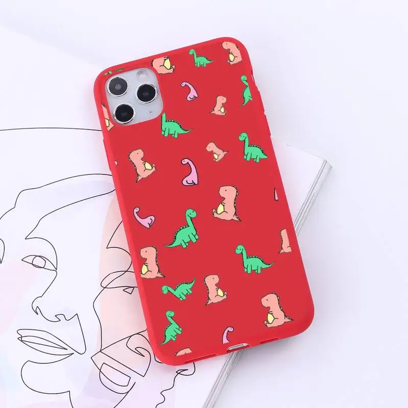 

Cute Dinosaur Cartoon colorful animals Phone Case Candy Color for iPhone 6 7 8 11 12 s mini pro X XS XR MAX Plus