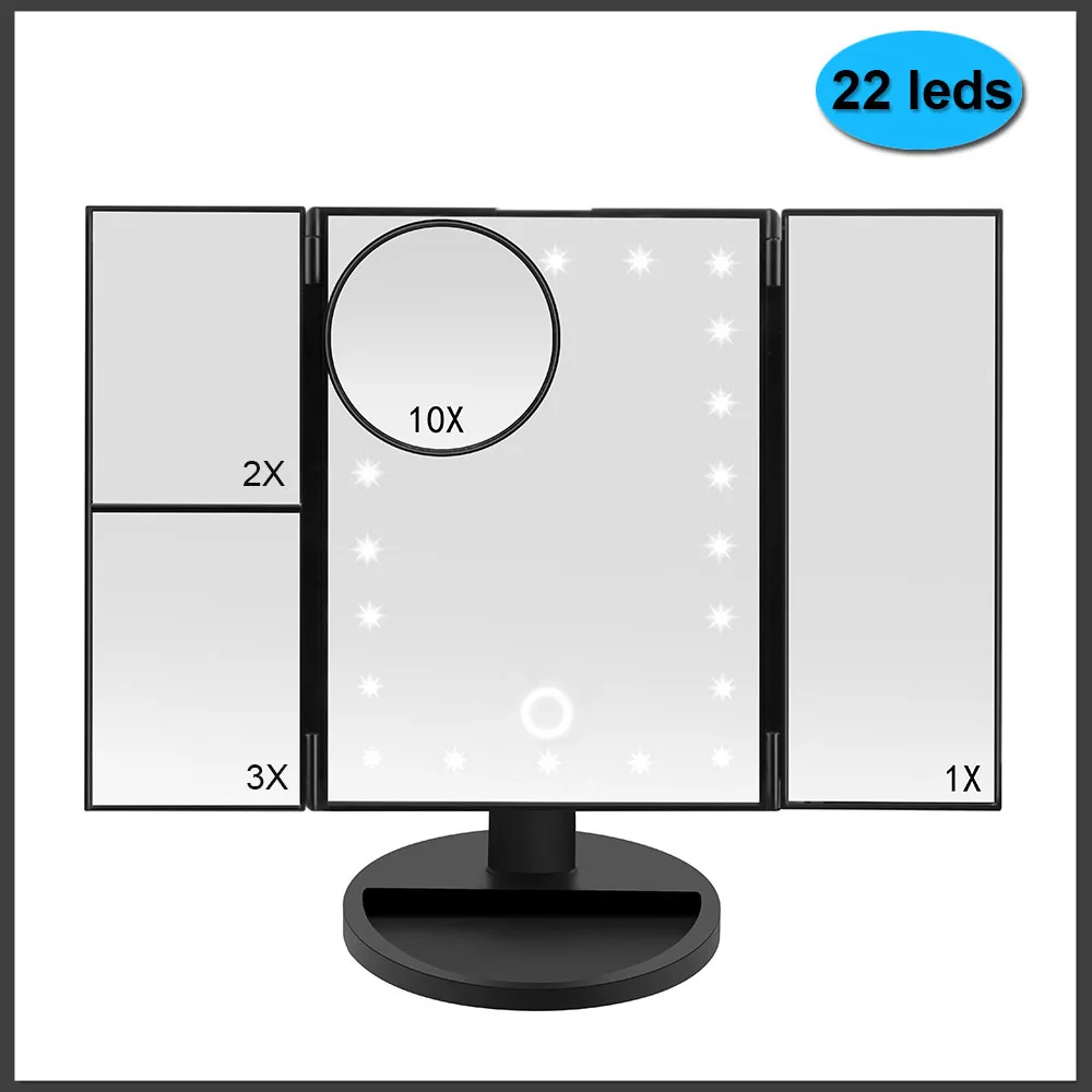 22 световое зеркало для макияжа Настольный макияж светодиодный сенсорный экран