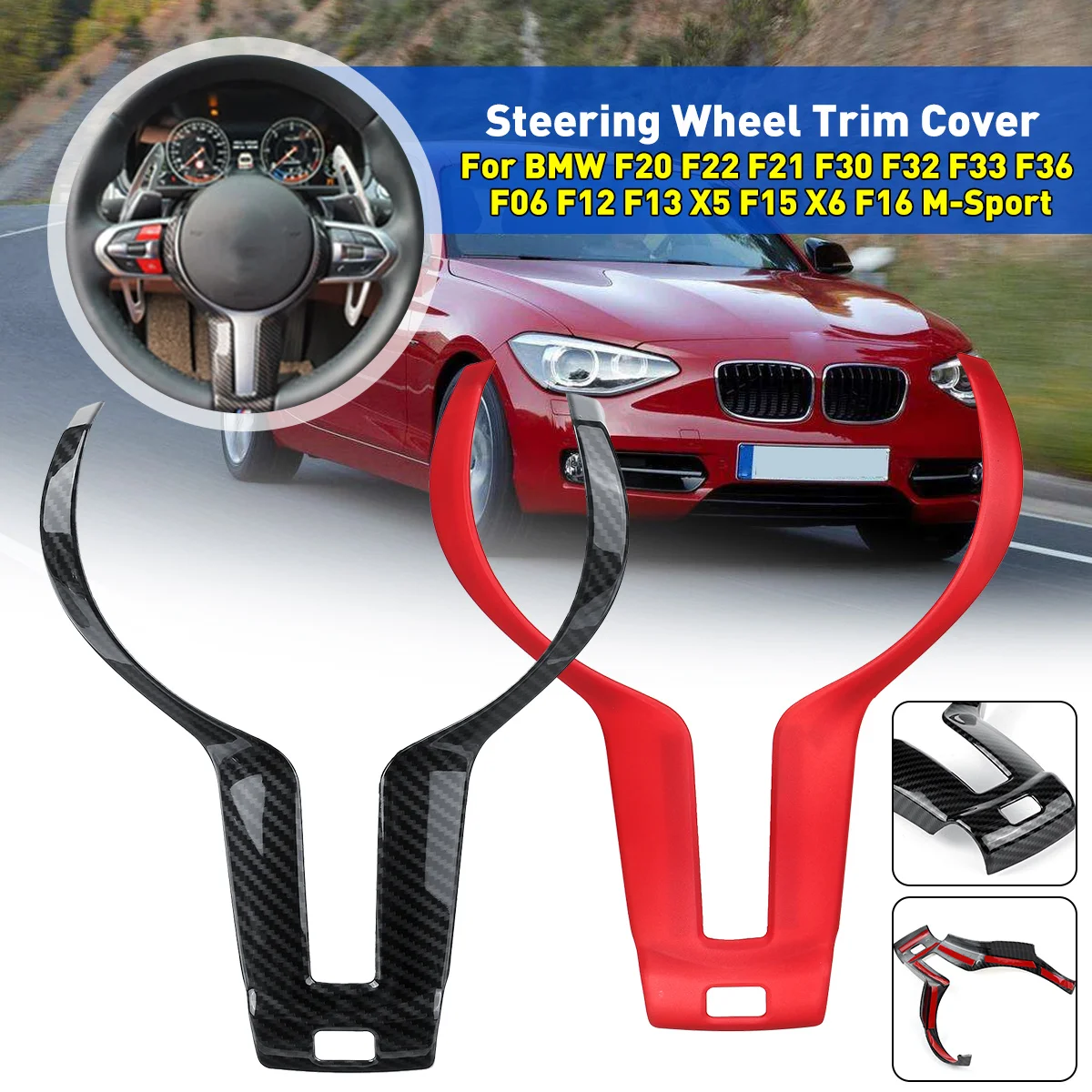 

Отделка рулевого колеса матовый красный для BMW F20 F22 F21 F30 F32 F33 F36 F06 F12 F13 X5 F15 X6 F16 M-Sport