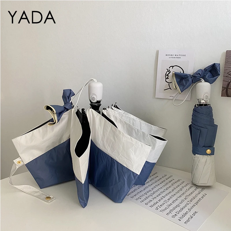 

YADA Bow Simple Pure Color Automatic Umbrella Rain Sunny Rainy Business Umbrella For Women Windproof Folding Umbrellas YS200249