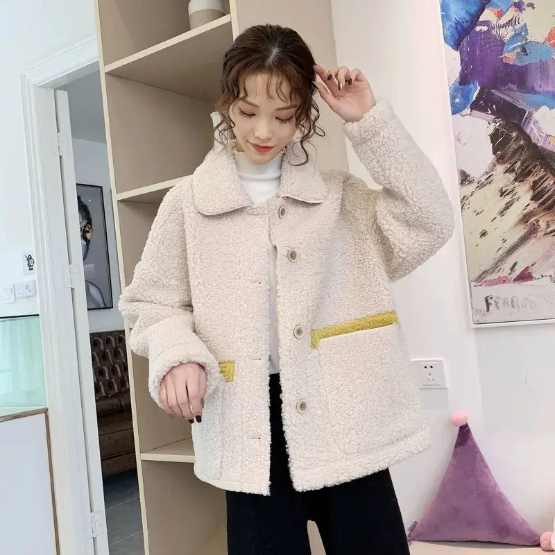 EACHIN женская зимняя куртка с мехом мода большой карман воротник лацканами длинный