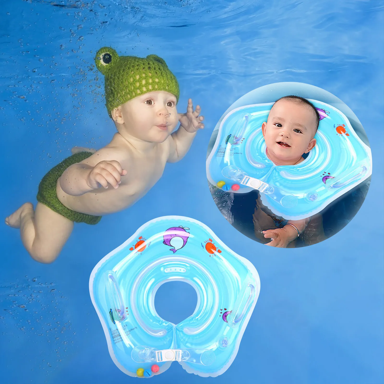 

Swimming Baby Accessories Neck Ring Tube SaQWty Infant New Float Swim Circle For Bathing Inflatable Dolphin Inflatable Water QW