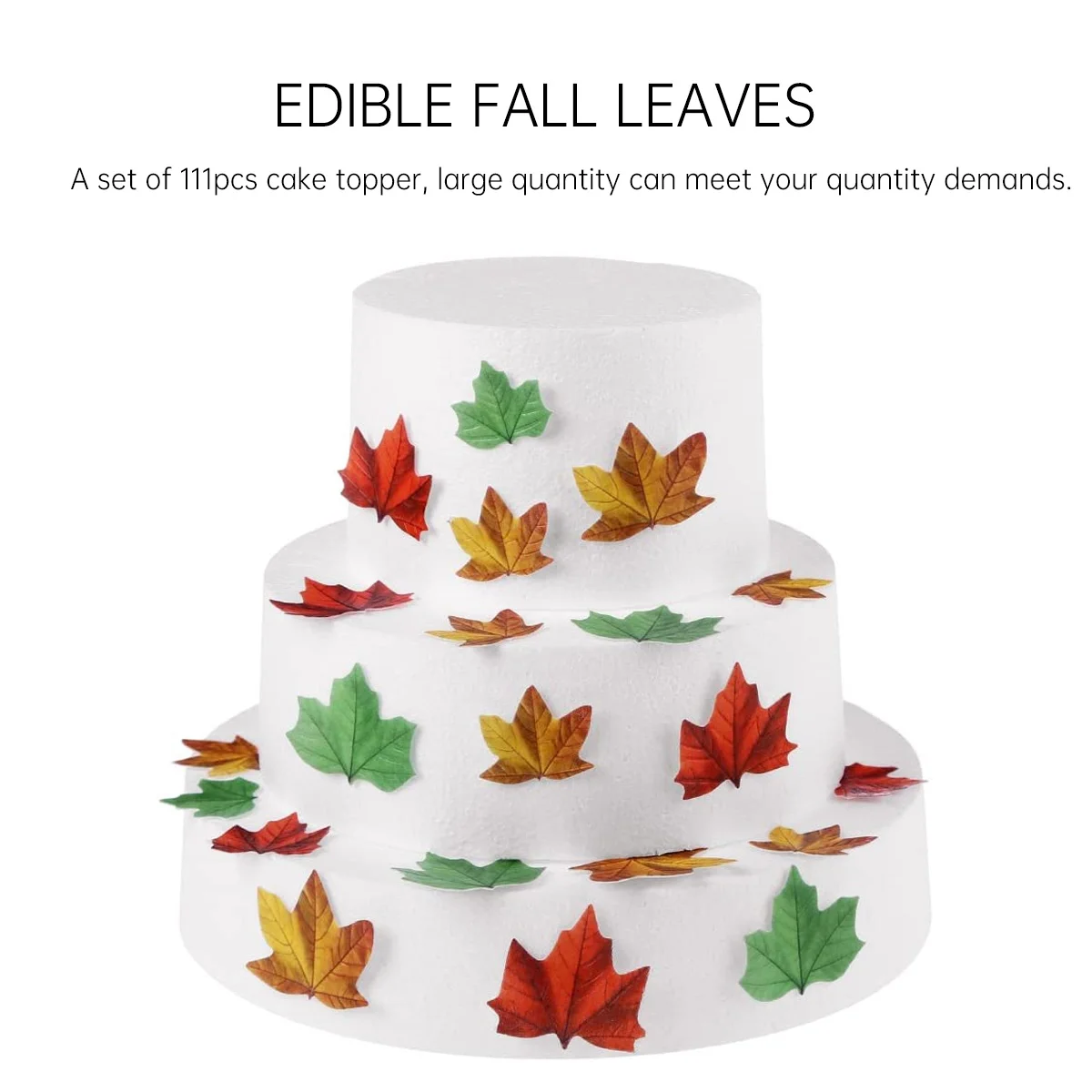 110pcs Edible Rice Paper Maple Leaves Cake Topper Decorations (Assorted Color) | Дом и сад