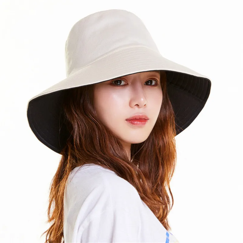 

COKK Bucket Hat Women Summer Hats For Women Double sided Wide Brim Hat Female Foldable Sun Sunscreen Beach Cap Korean Ladie Hats