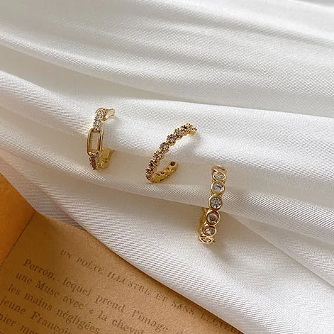 

Mini Non Piercing Clip Earrings For Women Simple Small Metal Gold Ear Clips Inlaid Zircon Beads Without Pierced Jewelry