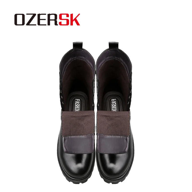 OZERSK/демисезонные мужские высокие ботинки винтажные черные на шнуровке военные