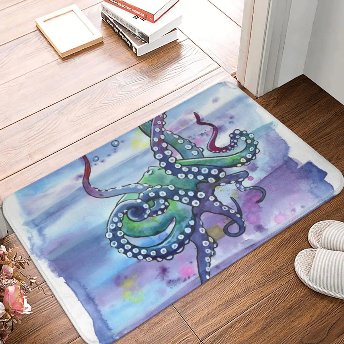 

Bath Time Octopus Doormat Carpet Mat Rug Polyester Non-Slip Floor Decor Bath Bathroom Kitchen Living Room 40*60