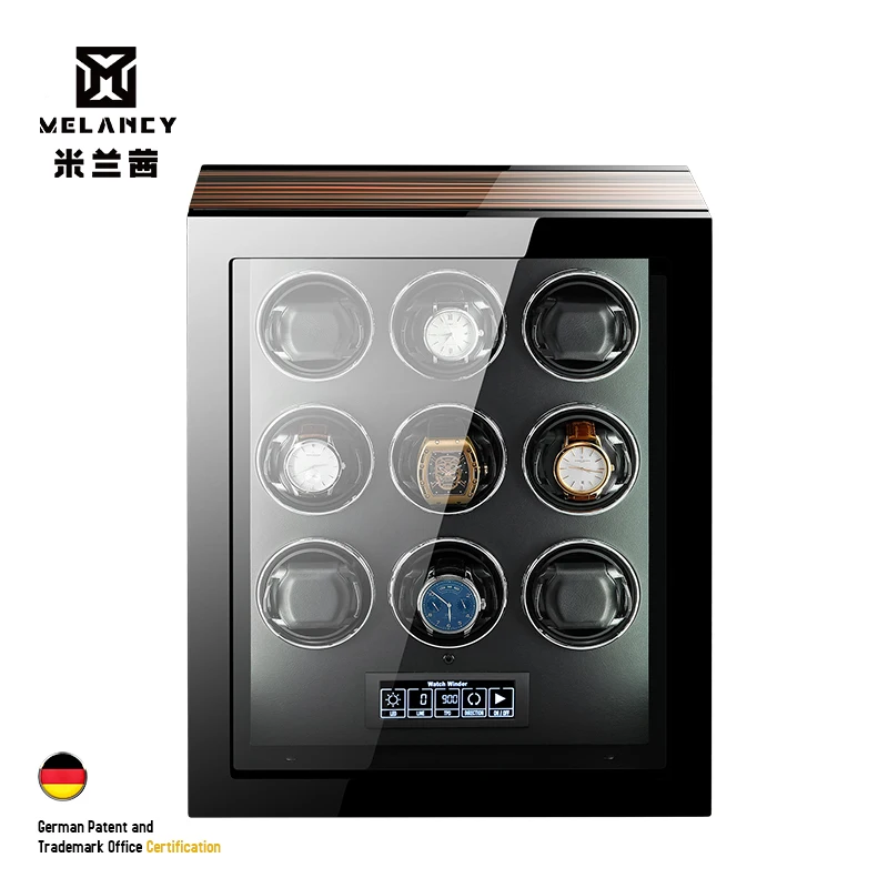 Luxury 2 4 6 9 12 24 Watch Winder Box Automatic Mechanical Watches Wood Storage Mabuchi Motor LCD Touch Screen Glass Holder | Наручные