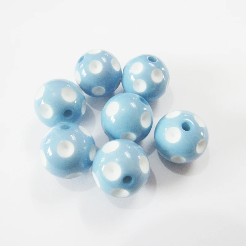 Заводская цена! 20 мм 100 шт./лот светло-голубые/небесно-голубые бусины в горошек