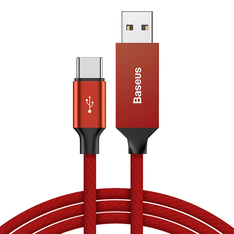 Baseus Тип usb C кабель для samsung Note 8 S8 S9 плюс быстрый заряд 3,0 Тип C кабель для Xiaomi Mi 8 9 USB-C кабели для мобильных телефонов - Цвет: Red Type C Cable