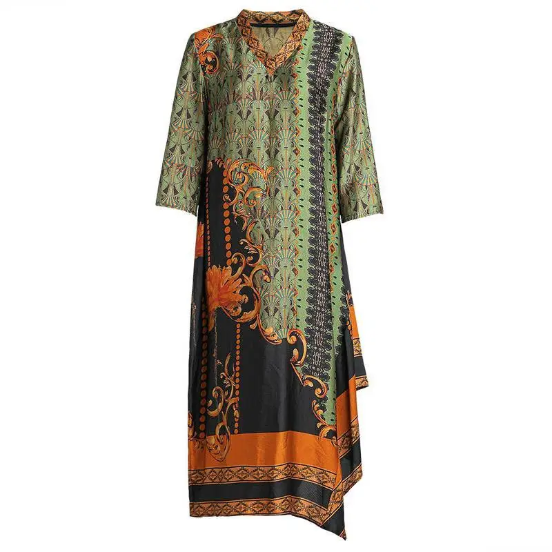 

New Spring 2021 Hangzhou Lady's Mother's Heavy Mulberry Silk Printed Dress