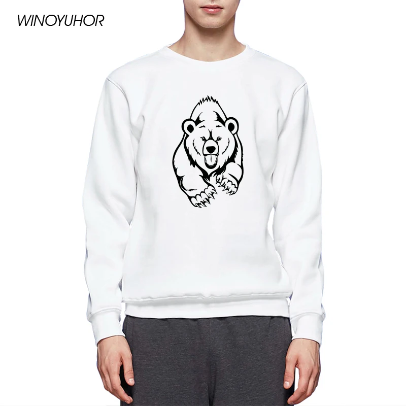 Свитшот мужской зимний с принтом бурый медведь гризли | Мужская одежда
